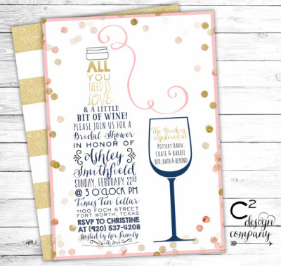 wine bridal shower invitations