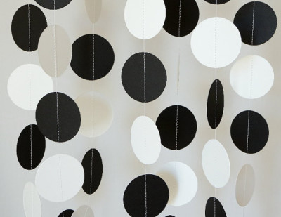 Black and White Paper Garland, Birthday Party, Anniversary Party, Graduation Decorations, Retirement Party, Bridal Shower, Wedding