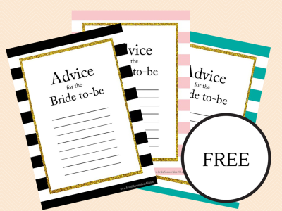 FREE printable bridal shower advice cards for the bride to be