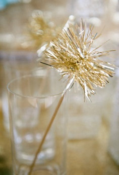Gold or Silver Tinsel Drink Stirrers or Cake Toppers