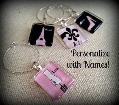 Personalized Bridal Shower Wine Charm Party Favors