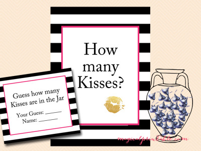 how-many-kisses-gold-sign-kate spade bridal shower game package
