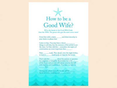 how_to_be_a_good_wife_nautical_bridal_shower_sea_coral_aqua_starfish_waves_beach_theme