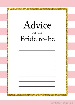 FREE Printable Advice for the Bride To Be Cards