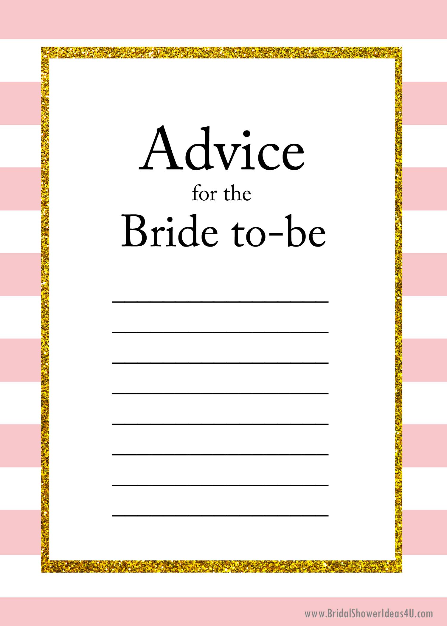Advice For The Bride To Be Free Printable