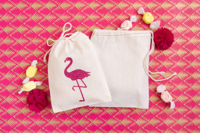 Flamingo Favor Bags - Glitter Flamingo Party Favors