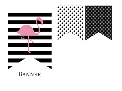 Pink Flamingo Banner in Black