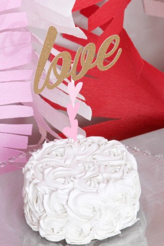 Pink and Red Love Bridal Shower cake toppers