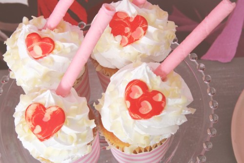 Pink and Red Love Bridal Shower cupcakes