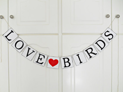 Love Birds banner, Bridal shower banner, Engagement party decoration, Wedding sign, Photo prop, Bachelorette party decor, Red