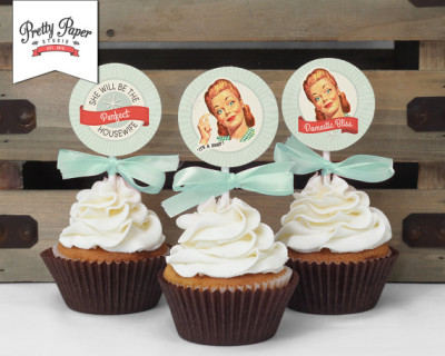 Cupcake Toppers - 50s Housewife Bridal Shower