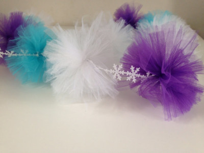 Ice queen tulle pom pom party garland
