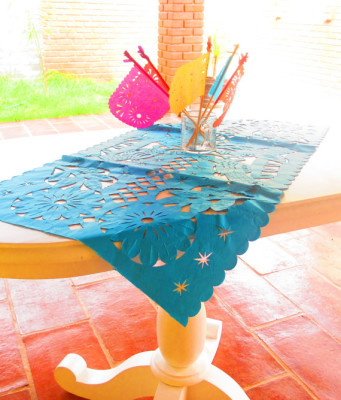 Mexican Fiesta Decorations Aqua blue Table cloth, party decorations, weddings