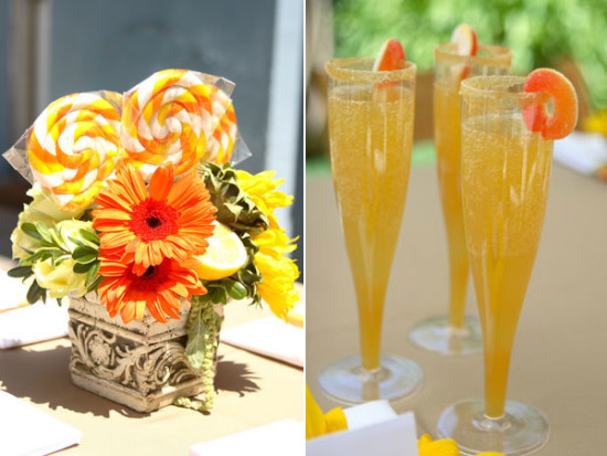Tuscany Inspired Bridal Shower drinks and fun flower vase