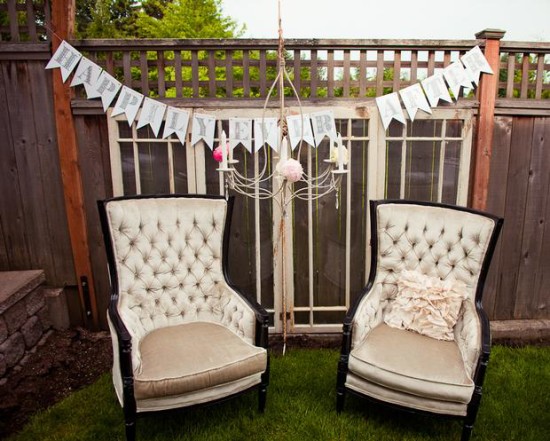Vintage Modern Bridal Shower happily ever after couch
