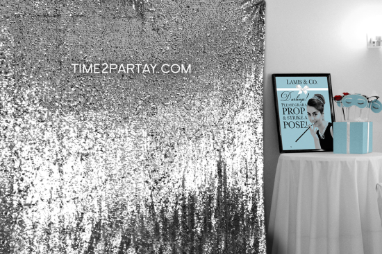 Tiffany Inspired Bridal Shower background, silver glitter