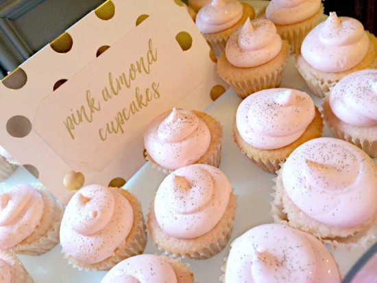 Pink almond sparkle cupcakes