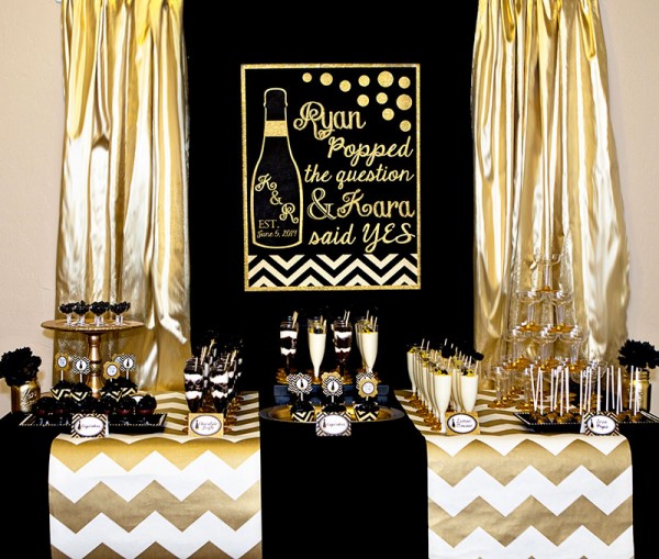 Gold-And-Black-Bridal-Shower-Treat-Table