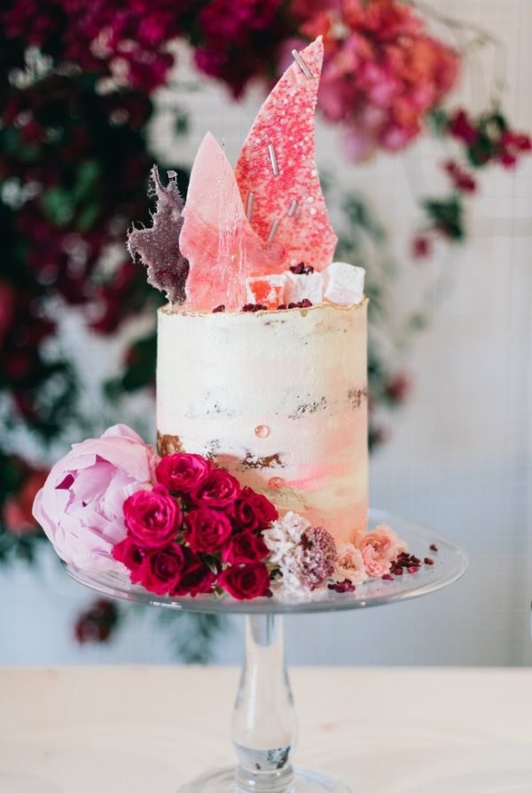 amazing cake in shades of pink
