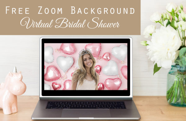 free virtual bridal shower pink background for zoom