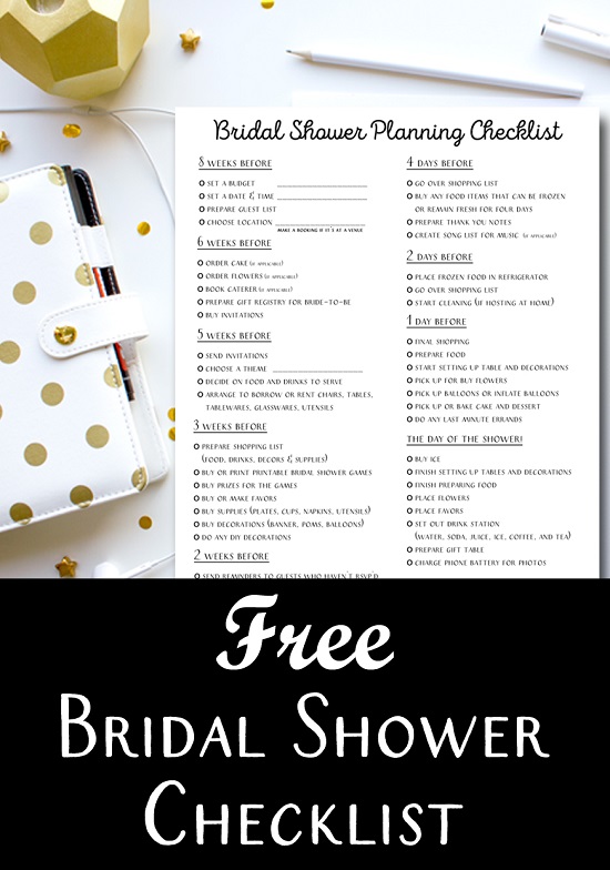 free bridal shower planning checklist download